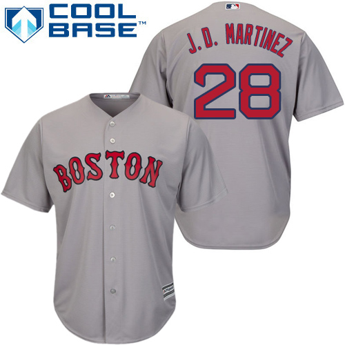 Red Sox #28 J. D. Martinez Grey Cool Base Stitched Youth MLB Jersey